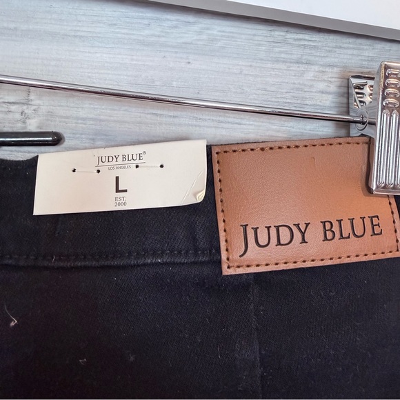 NWT Judy Blue Black High Waist Tie-Front Denim Skort - Size Large - Picture 4 of 9